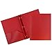 JAM PAPER Plastic Color POP Folders - 2 Pocket Durable Folders with Metal Prongs Fastener Clasps - Red - 6/Pack