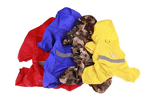 Xiaoyu Adjustable Pet Dog Waterproof Jumpsuit Raincoat Jacket with Safe Reflective Strips, Blue, S