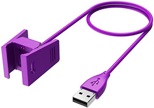 Cablor Fitbit Charge 2 Charger, Replacement USB Charger Charging Cable Cradle Dock Adapter for Fitbit Charge 2 Heart Rate Wristband, 1-Pack, Purple