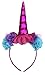 DELUXE Pink Unicorn Horn Headband Adults Kids with Rose, Flower & Ears for Girls, Halloween, Costume, Cosplay