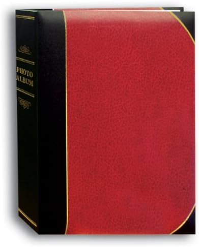 Pioneer Photo Albums 50-Pocket Red and Black Ledger Style Leatherette Cover Photo Album for 5 by 7-Inch Prints