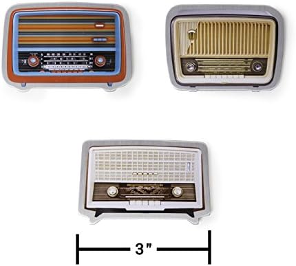 Premium Quality Aluminum Refrigerator Magnet Gift Set by Real Cool Vibe Featuring a Collection of Vintage Radios