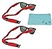 Croakies Kids Cotton Suiter Eyewear Retainer Childrens Glasses Strap | Adjustable Eyeglass and Sunglass Holder | Boys and Girls Sports Use | 2pk Bundle + Cloth, Red