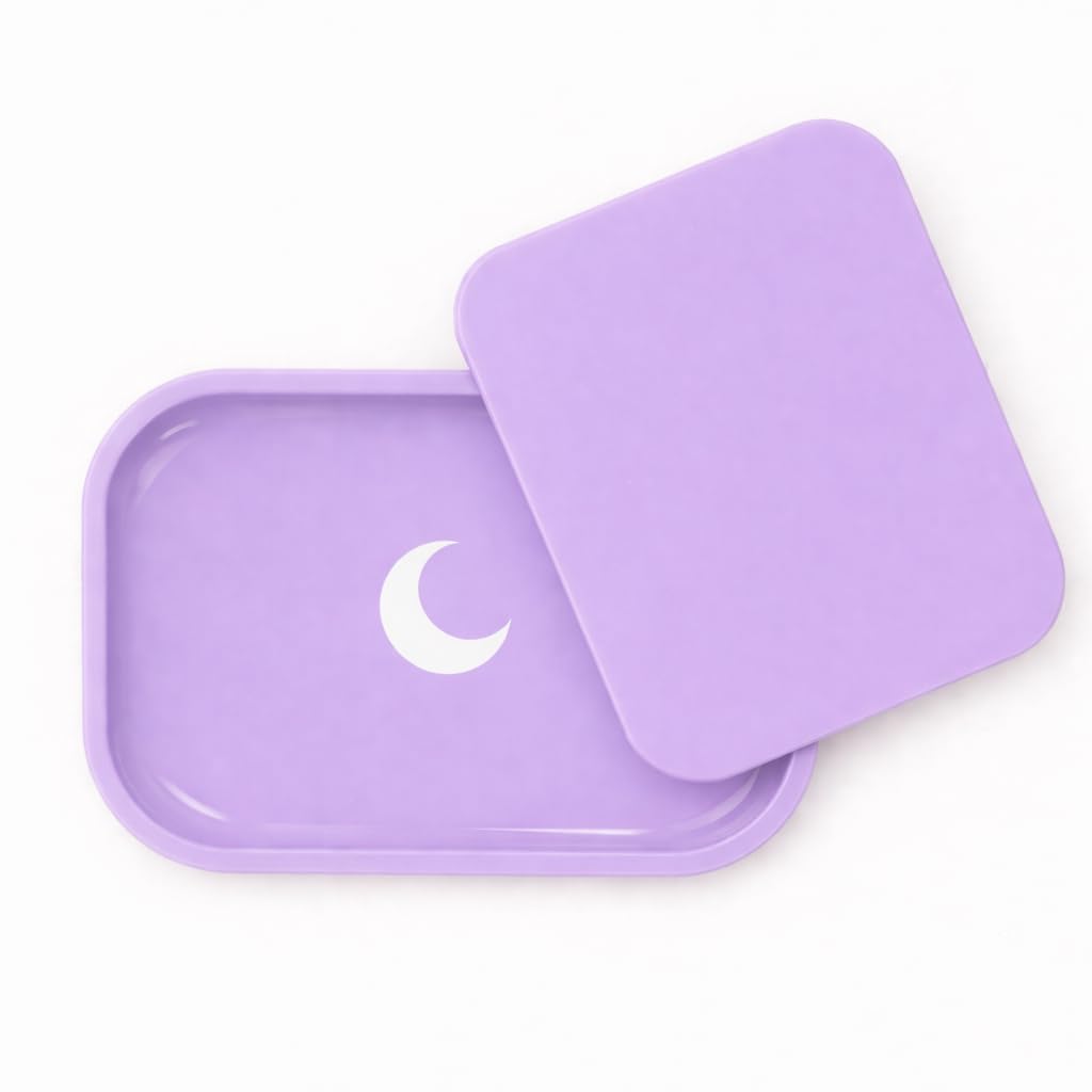 Metal Tray Small Purple Lightweight Tray - Curved Edges and Smooth Surface - 5.5 x 7 inch - Travel