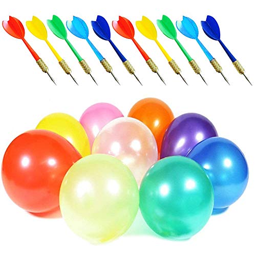 LovesTown Carnival Games Darts Balloons, 500PCS Circus Decorations Christmas Balloons Water Balloons with 10PCS Darts for Carnival Party Supplies