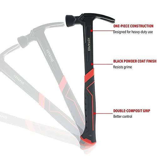 KOTAPRO Framing Hammer 16OZ, Permanent HeadtoHandle Epoxy Bond