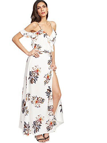 Floerns women s sleeveless halter neck vintage floral print maxi …