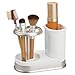 mDesign Decorative Bathroom Dental Storage Organizer Holder Stand for Electric Spin Toothbrush/Toothpaste - Compact Design for Countertop and Vanity, Holds 4 Standard Brushes - White/Matte Satin