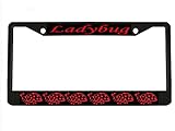 ladybug black Metal Auto License Plate Frame Car Tag Holder with car banner flag hanger