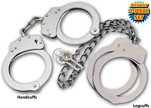 Takedown Police Edition Professional Double Locking Handcuffs and Leg Cuffs Set Silver