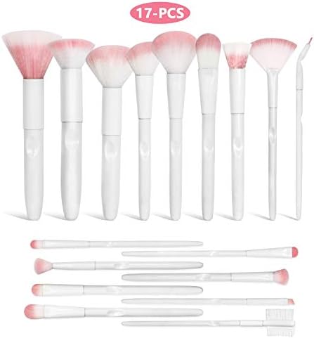 Makeup Brushes Makeup Brush Set Professional Face Eye Shadow Eyeliner Foundation Blush Lip Makeup Brushes Powder Liquid Cream Cosmetics Blending Brush Tool,Thick Soft Synthetic Fiber Bristles,17-Piece