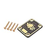Electric Guitar Neck Plate & 4 Screws For Strat/Tele Style Electric Guitar - Gold & Black