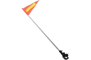 TOVINANNA Reflective Telescopic Safety Flag with Clamp-on Pole, High Visibility Orange Triangle Warning Banner