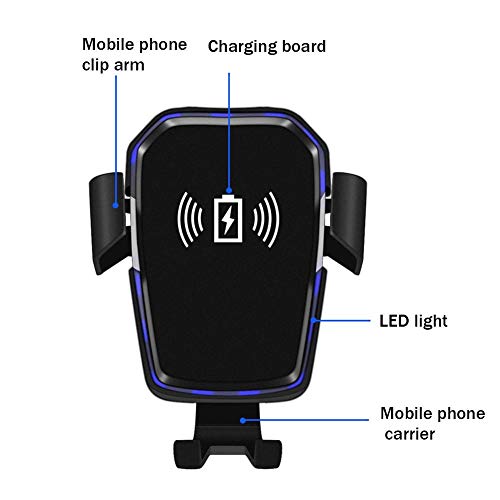 VOVI Wireless Charger Holder for 2-in-1 Car 360° Rotation Vehicle Charger Gravity Sensor Snap-Type Outlet Universal iPhone Samsung Wireless Fast Charger