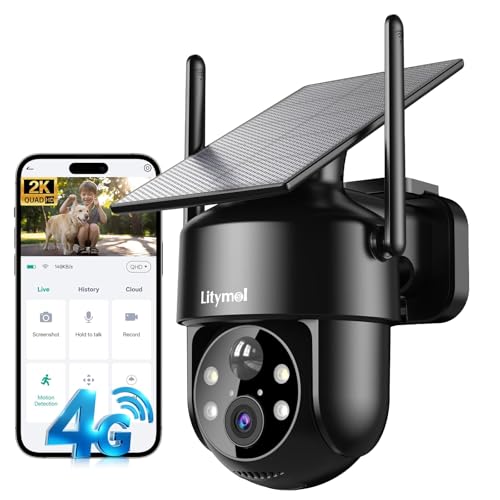 LITYMOL LTE Cellular Security Camera 2K Outdoor