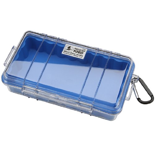 Waterproof Case | Pelican 1060 Micro Case - for iPhone, cell phone, GoPro, camera, and more (Blue/Clear)