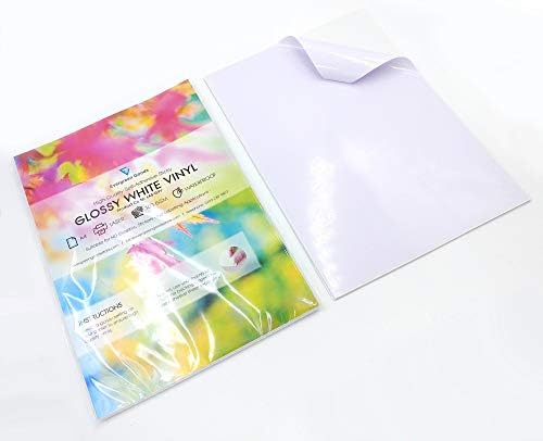 10 x A4 Vinyl Laser Printable (not Suitable for Inkjet Printers) Waterproof Sheets (PVC) White Glossy Self Adhesive Quality Sticker Sheets