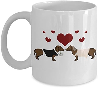 Cute Dachshund Valentine Applique Heart Coffee Mug