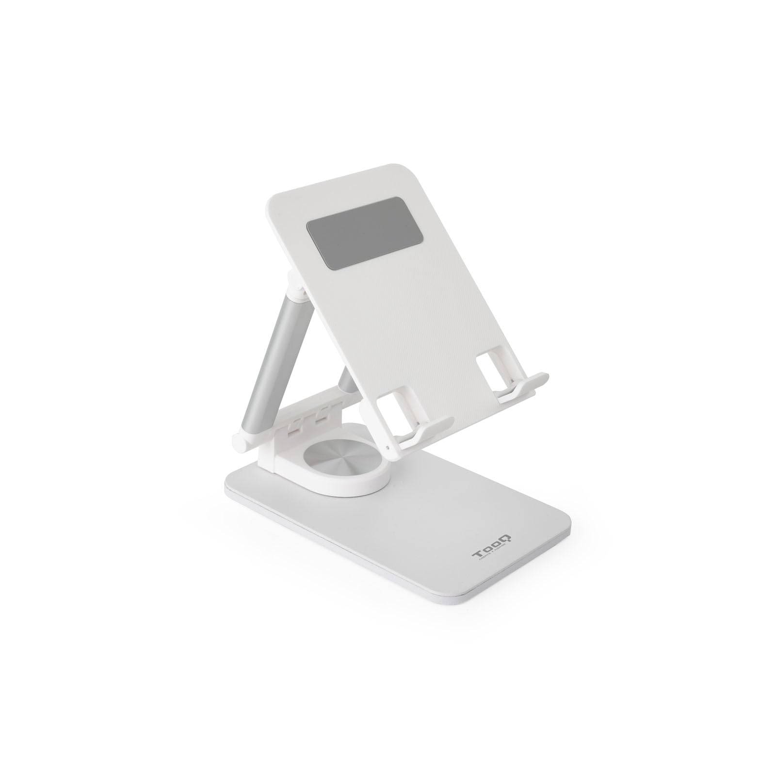 TooQ PH-Hermes-Luna Adjustable Stand for Mobile Phone or Tablet up to 12.9 Inches, Foldable, 360° Rotation, White