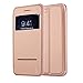 Nouske iPhone 6/6S Smart Touch Case S-View Window Flip Cover/Magnetic Closure/Stand/TPU bumper/360 Protection, Rose Gold