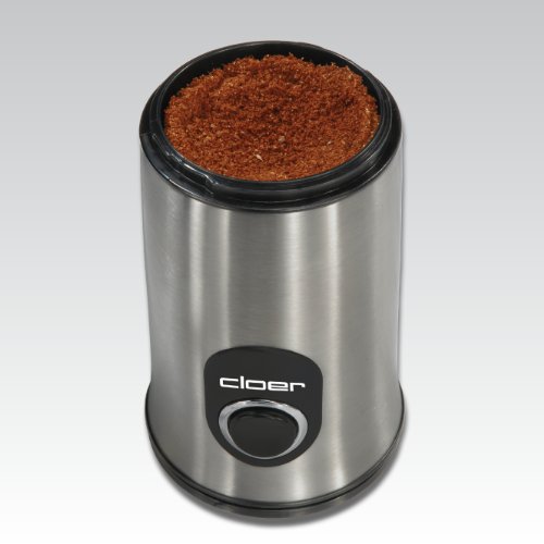 Cloer 7579 Elektrische Kaffeemühle, 150 W, für bis zu 50 g Kaffeebohnen, mattiertes Edelstahlgehäuse – Bild 6