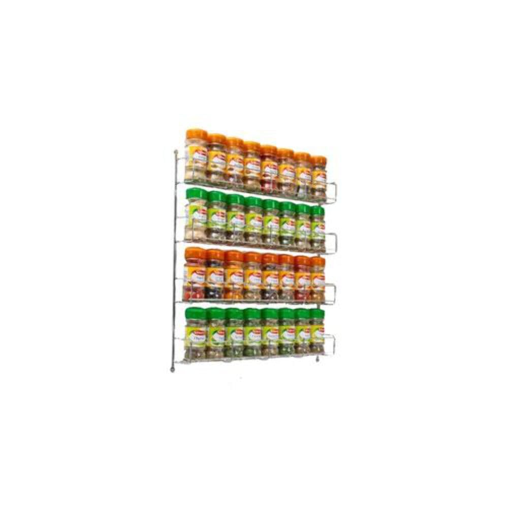 Neo Chrome Steel Shelves Tier Spice Rack Jar Holder for Wall or Kitchen Cupboard Cabinet Storage Organiser (4 Tier)