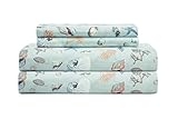 Elite Home Products 90 GSM Microfiber Coastal Beach-Themed Printed Sheet Set, Queen, Oceanside Sea