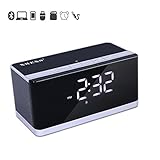 Alarm Clock Bluetooth Speaker FM Radio XREXS Portable Wireless Speaker for iphone Samsung, Enhanced Bass Stereo Speaker Hands Free Phone Call (AUX Input Built-in Microphone) 10W Output Power Black