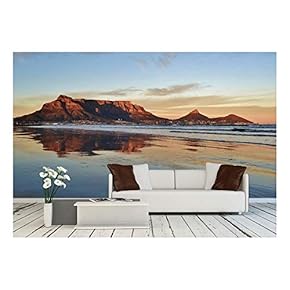 Landscape of Cape Town and Table Mountain at Sunrise - Removable Wall Mural | Self-Adhesive Large Wallpaper - 66x96 inches