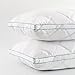 Basic Beyond White Gusseted Feather Down Pillow (Queen) Most Popular Feather Down Pillow Soft Quilted Desigen for Support of Sleeping, Set of 2