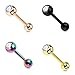 BodyJ4You 4PCS Tongue Ring Barbells CZ Stainless Steel Bar 14G (1.6mm) Piercing