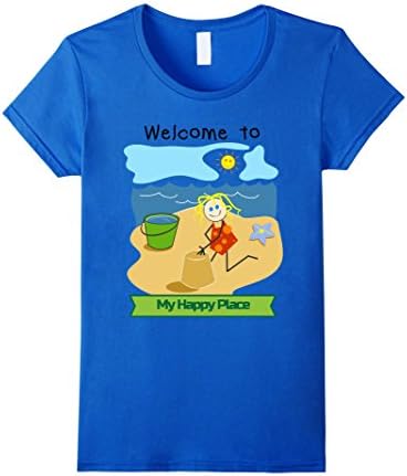 Womens Beach Lover T-shirt Welcome to My Happy Place Funny shirt Medium Royal Blue