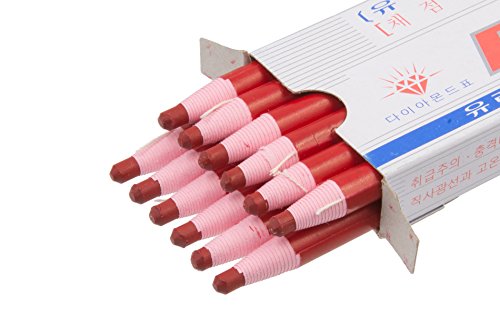 Diamond Peel-Off China Markers/Grease Pencils for Glass, Cellophane, Vinyl, Metal, Etc. (12 Pencils) (Red)