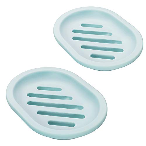 Bligli Soap Dish for Shower Soap Box,Soap Case Holder with Drain for Bathroom and Kitchen Sinks,Keep Soap Dry and Clean,2Pack (Light Green)
