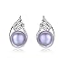Stunning Flawless Pearl Stud Earrings & Silver Chain Pendant Set| Impeccable Quality Natural, Flawless Freshwater Pearl & 925 Sterling Silver| The Most Unique Fashion Jewelry Set (3 | Purple Pearls)