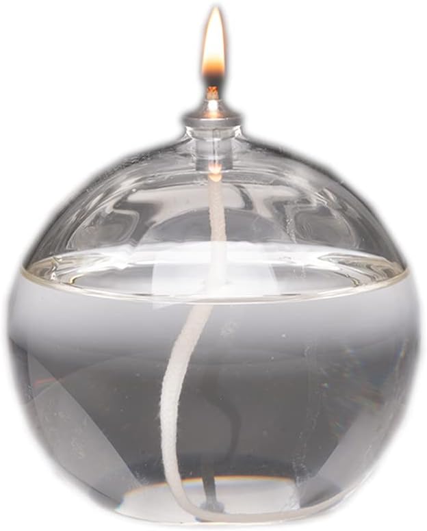 Oil Lamps & Accessories - Firefly Refillable Liquid Bliss Round Glass Oil Candle - Sturdy Borosillicate Glass - Eco Friendly