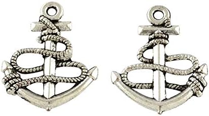 10 x Tibetan Silver ANCHOR & ROPE SHIP SEA BOAT 3D 24mm Charms Pendants Beads