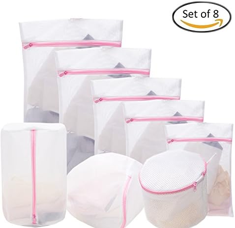 Set of 8 Laundry Wash Bag Mesh Wash Laundry Bag for Delicates, Blouse, Hosiery, Sock, Underwear, Bra and Lingerie, Travel Organizer with Zipper