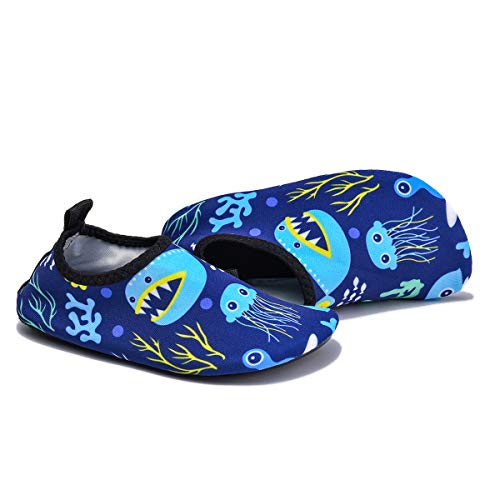 Lewhosy Kids Boys and Girls Swim Water Shoes Quick Drying Barefoot Aqua Socks Shoes for Beach Pool Surfing Yoga(24/Seaweed Blue) - Thumbnail 2