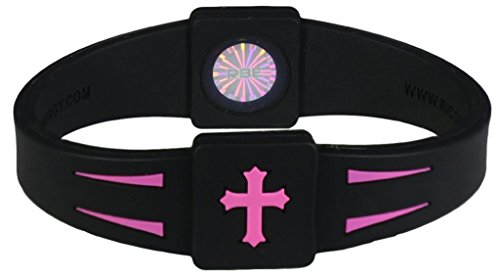 Rico's BioEnergy Band Black with Pink Cross; Medium