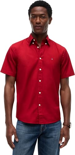 Camisa Flex Popelin Solid S/S para Hombre, Mw0Mw37584, Rojo, S