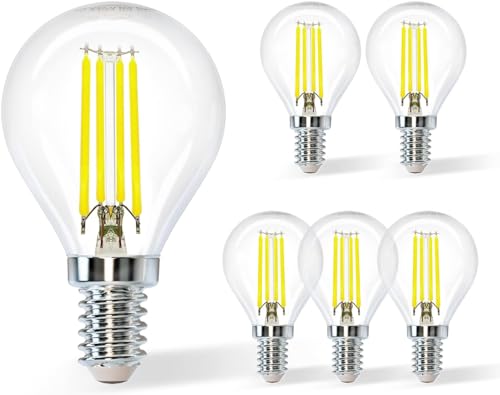 BHMAOYN 12V E14 LED Glühbirne 4W,400LM AC/DC 24V E14 Kaltweiß 5000K Ersetzt E14 40W Glühlampe,Klein 12V LED Lampe Für Camping Garten,Nicht Dimmbar,6er-Set