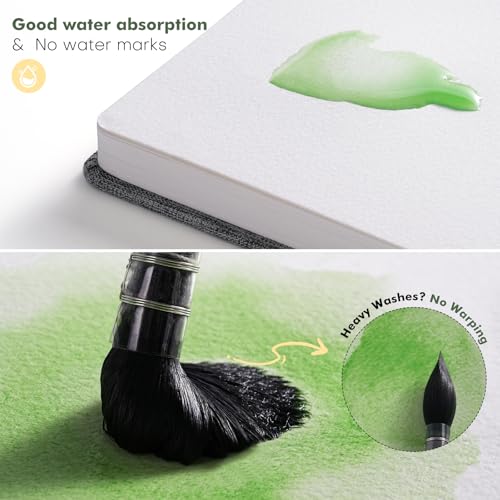 Fuumuui 30 Sheets Watercolour Journal 7.6 x 7.6 in/19.3 x 19.3cm, 100% Cotton Watercolour Paper 140LB/300GSM, Cold Pressed Travel Watercolor Sketchbook for Art Painting, Drawing, Mixed Media