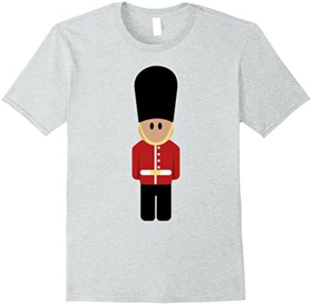 Mens Queen's Guard T-shirt British UK London Cartoon Character  Large Heather Grey