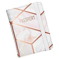 Nacuwa Passport Holder Cover, [Updated Version] Leather RFID Blocking Travel Wallet Case for Men & Women (Marble)