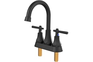 Huttdmel RV Bathroom Faucets for Sink, 4 Inch Faucet Bathroom 2 Hole, 360 Swivel, Stainless Steel & ABS Safe Material, Matte Black