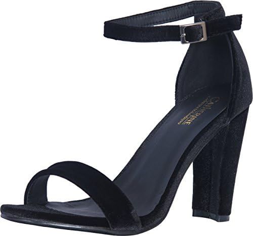 Catherine Malandrino Women\'s Velvet Chunky Heel Ankle Strap Dress Sandals, Black Velvet, 10 B(M) US'