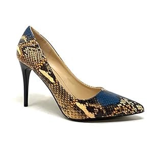 Angkorly - Zapatillas Moda Tacón escarpín Sexy Glamour Stiletto Mujer Efecto Piel de Serpiente pitón Tacón de Aguja Alto…