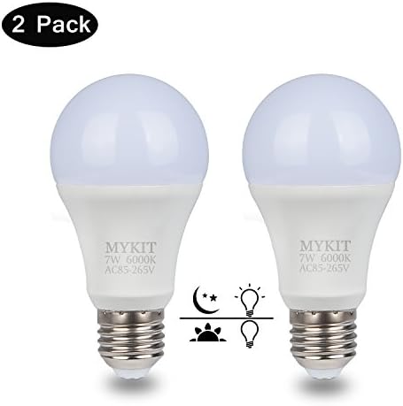 Dusk to Dawn Light Bulb 7W E27 Smart Light Control LED Sensor Bulb with Automatic ON/OFF Indoor/Outdoor Energy Save Light Sensor Bulb Security Night Lamp for Porch Hallway Yard Basement Garage (2Pack)