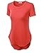 J.TOMSON Womens Basic Short Sleeve Crewneck & V-Neck Long Shirt CORAL XL